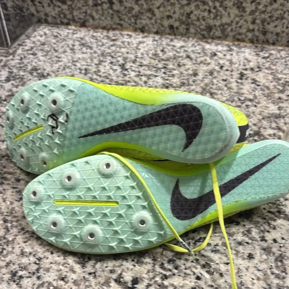 Nike Neon Yellow Racing Track Spikes with Black Swoosh